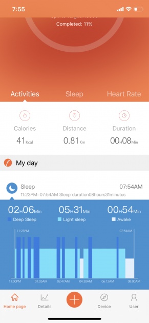 some of the basic data shown in the letsfit companion app.