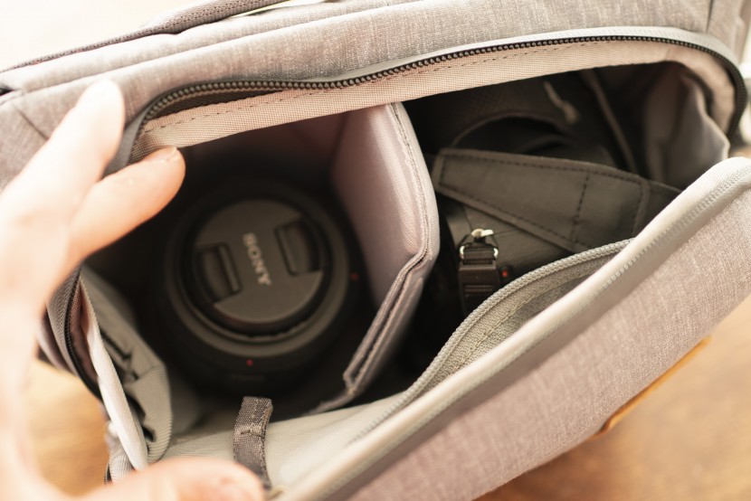 gifts for photographers - the roomy interior of the peak design sling has a convenient divider...