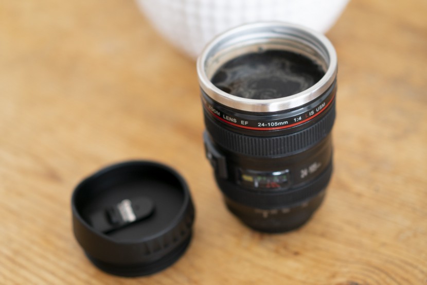 gifts for photographers - complete with a &quot;lens cap,&quot; this coffee mug is a guaranteed fun gift.