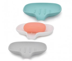  3 Pack Silicone Soap Dish with Drain, Bar Soap Holder