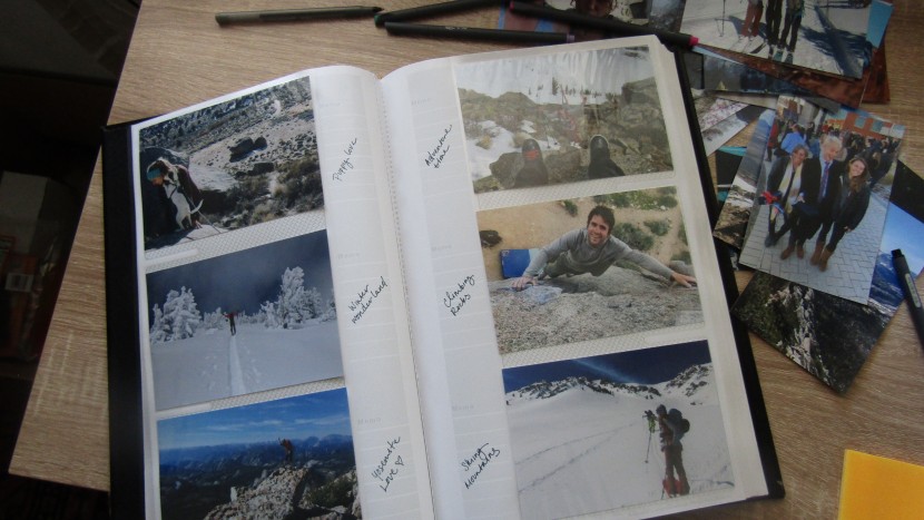 the pioneer leather bookbound has a spot for notes next to the photo.