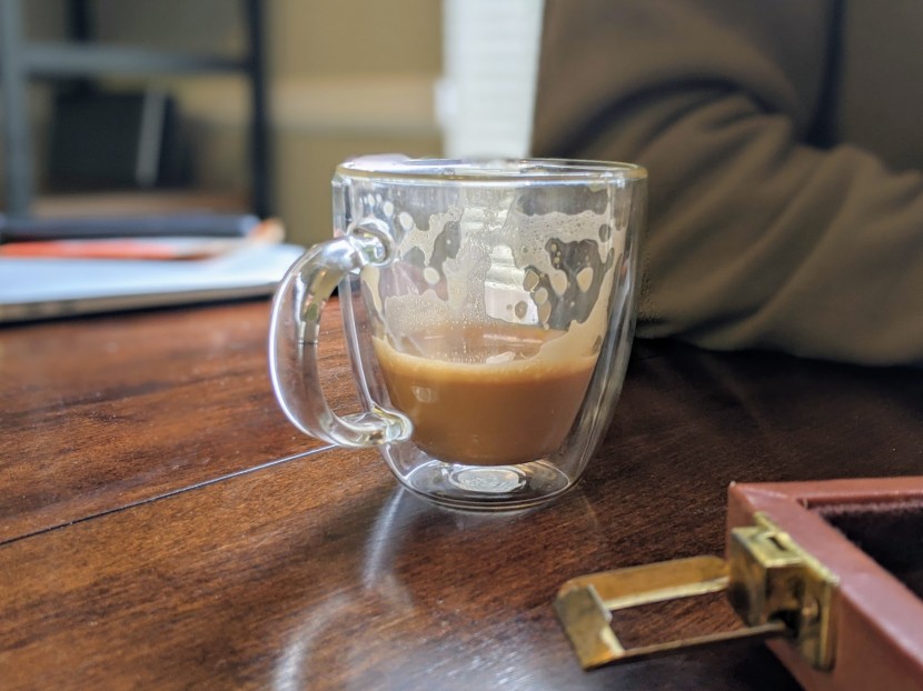 cups - the double-wall glass mugs are by far the most well-insulated.