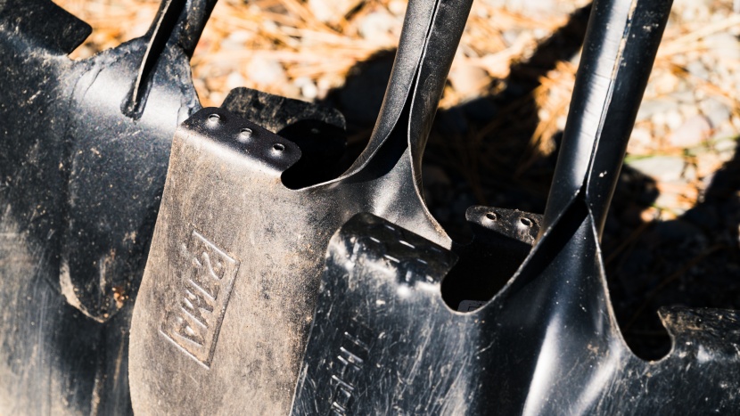 gardening shovel - the bully tools blade (left) has a reinforced welded back, while the...