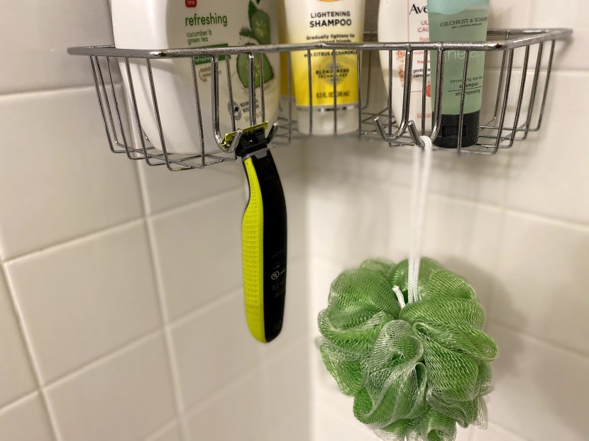 shower caddy - the unique l-shape of this model is space-efficient and it comes...