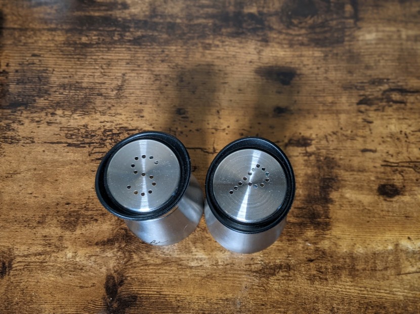 salt and pepper shakers - we weren&#039;t crazy about the plastic collar on these shakers.