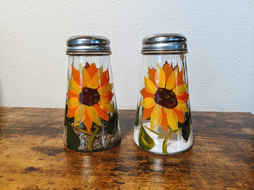 salt and pepper shakers - we loved the cheerful vibe of these glass shakers.