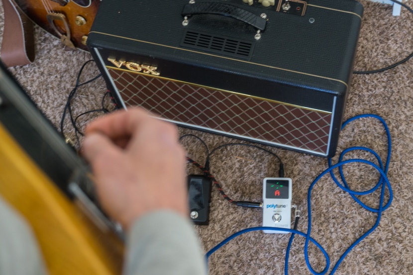 the note display on the polytune display isn't the biggest, but it's...