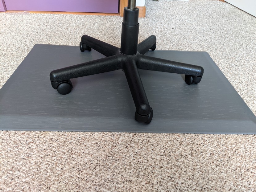 standing desk mat - no mat passed the chair rolling test. rolling up onto a mat while...