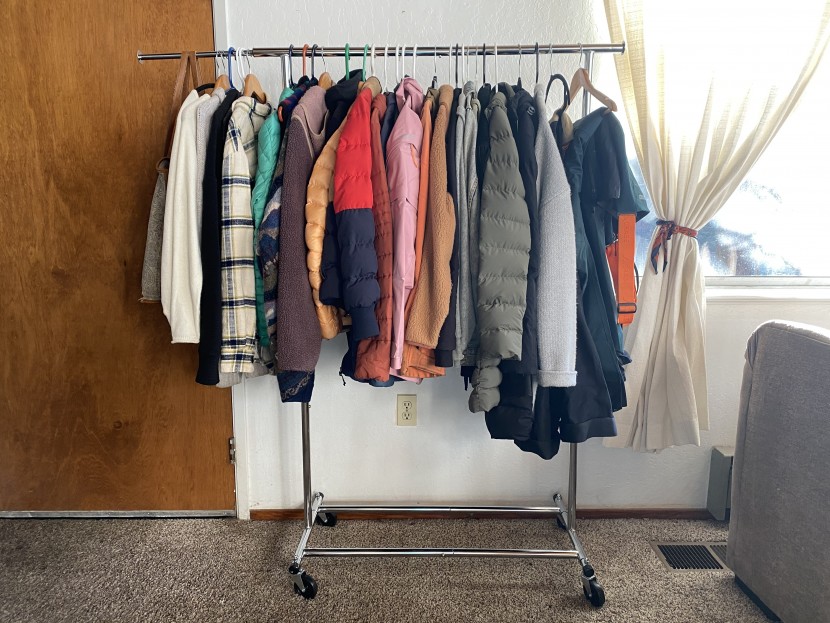 clothes rack - the wheels and extendable poles on the simple houseware model add...