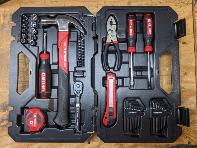 tool set - everything in the craftsman 57-piece home kit works well, from the...