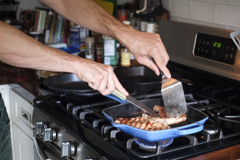 grill pan - the le creuset&#039;s enamel finish can stand up to casual use with metal...