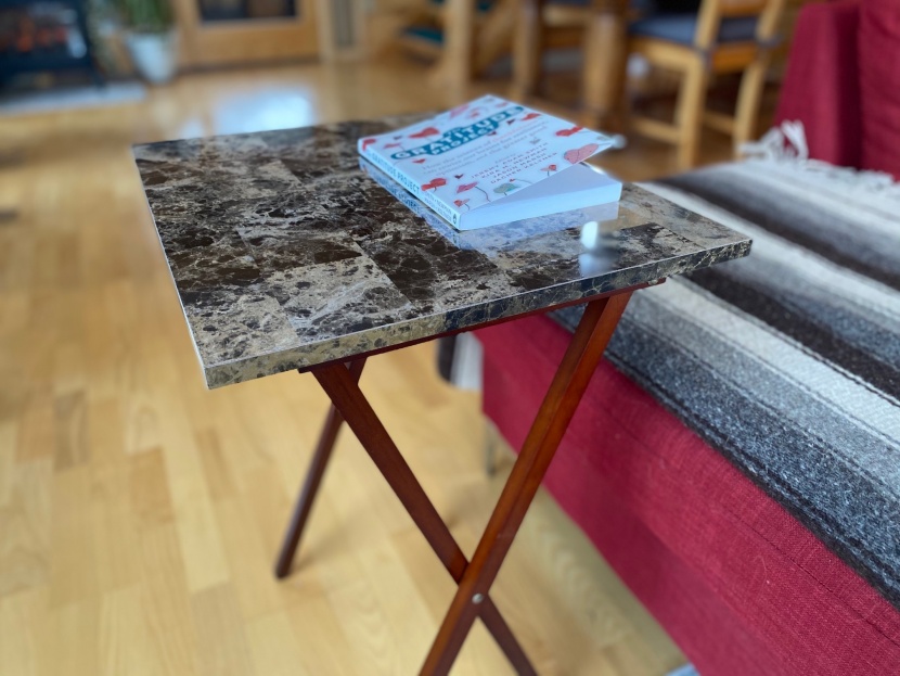 folding table - a chic faux marble set that is a little expensive with sub-par...