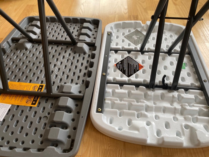 folding table - the adjustment systems of the iceberg indestructable (left) and...