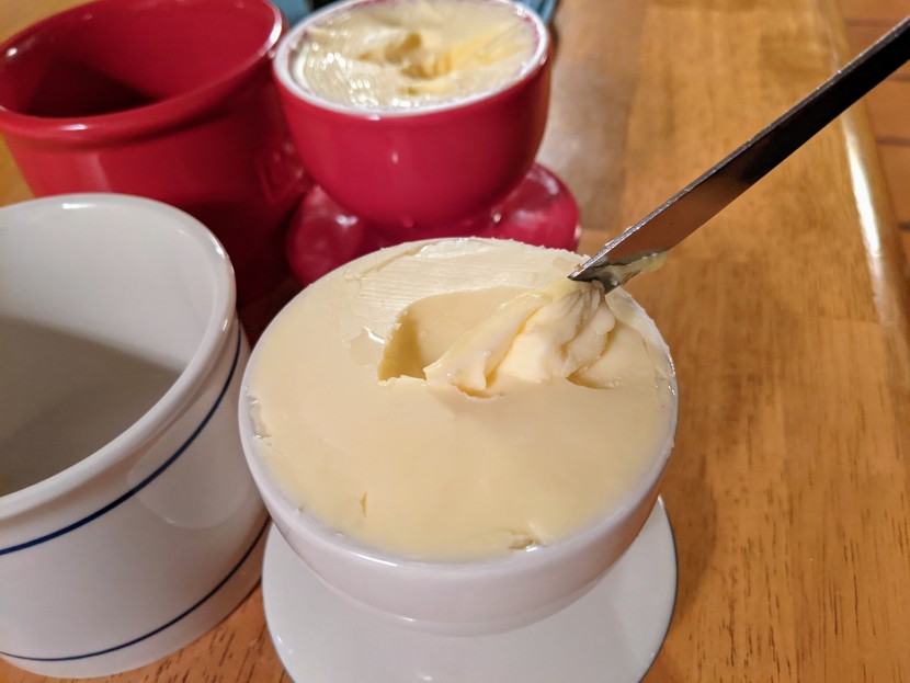butter dish - both french butter keepers, the norpro (front) and butter bell...
