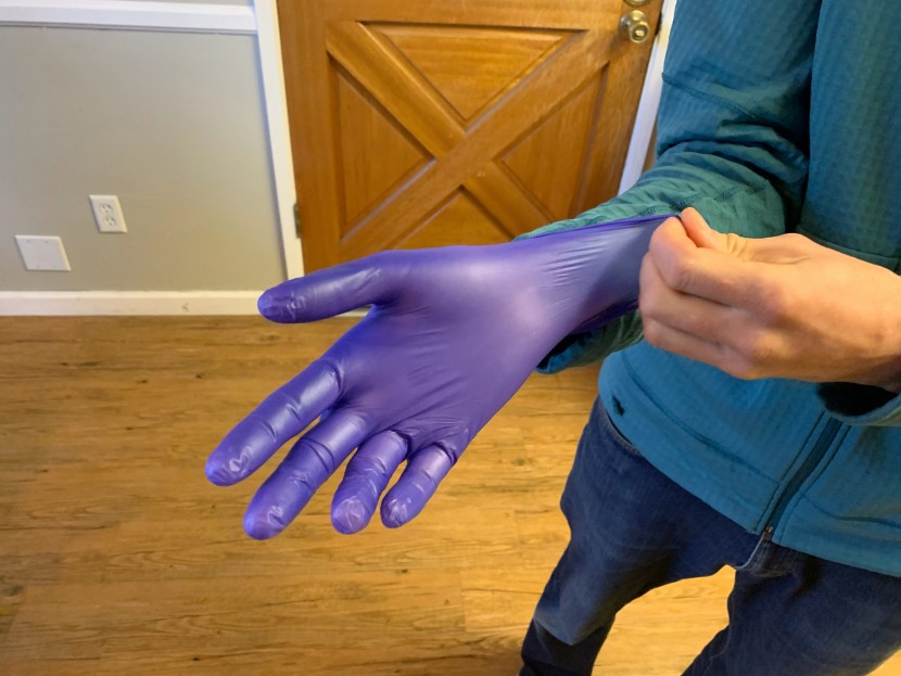 disposable gloves - the added stiffness of the nitrile vinyl blend makes pulling the dre...