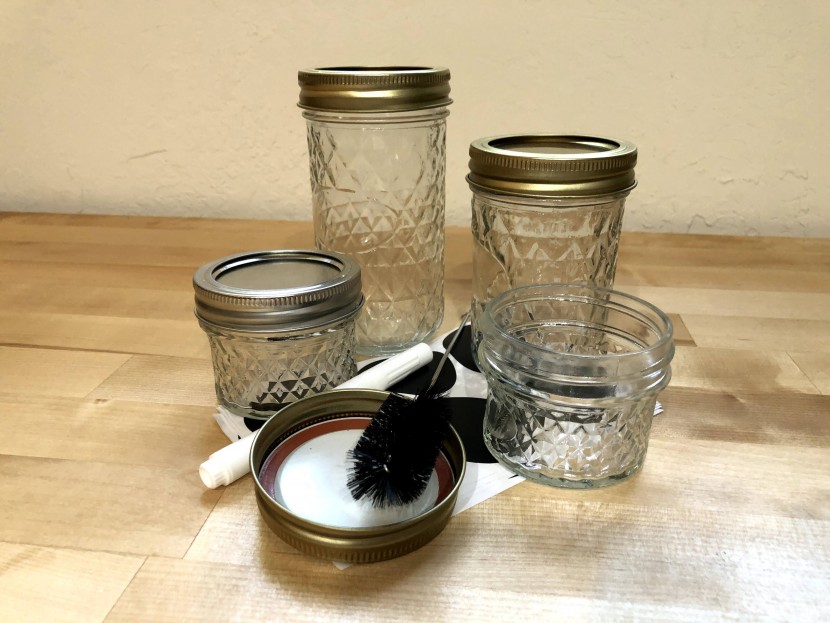 canning jars - coming standard with labels and even a brush for cleaning, you'd...