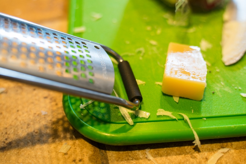 this zester's rubber foot gives it some traction when you brace it...
