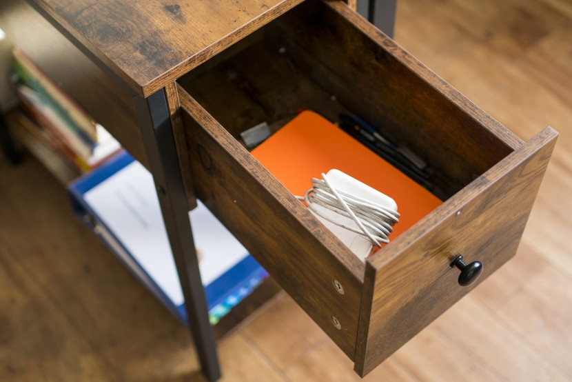 end table - the hoobroo has a long drawer plus a bottom shelf for maximum storage.