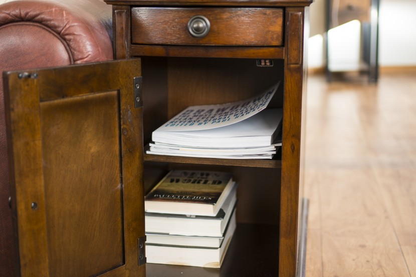 end table - an adjustable shelf allows you to modify the storage space in the...