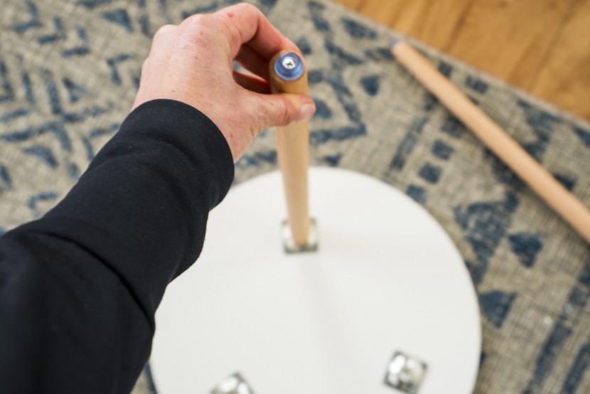 end table - the legs screw easily into the tabletop of the haton model.