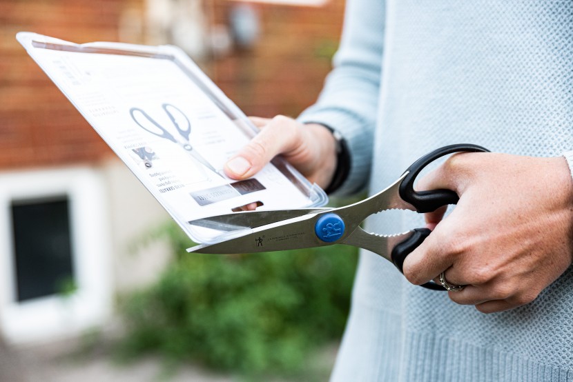 kitchen shears - cutting open plastic clamshell packaging with the j.a. henckles...