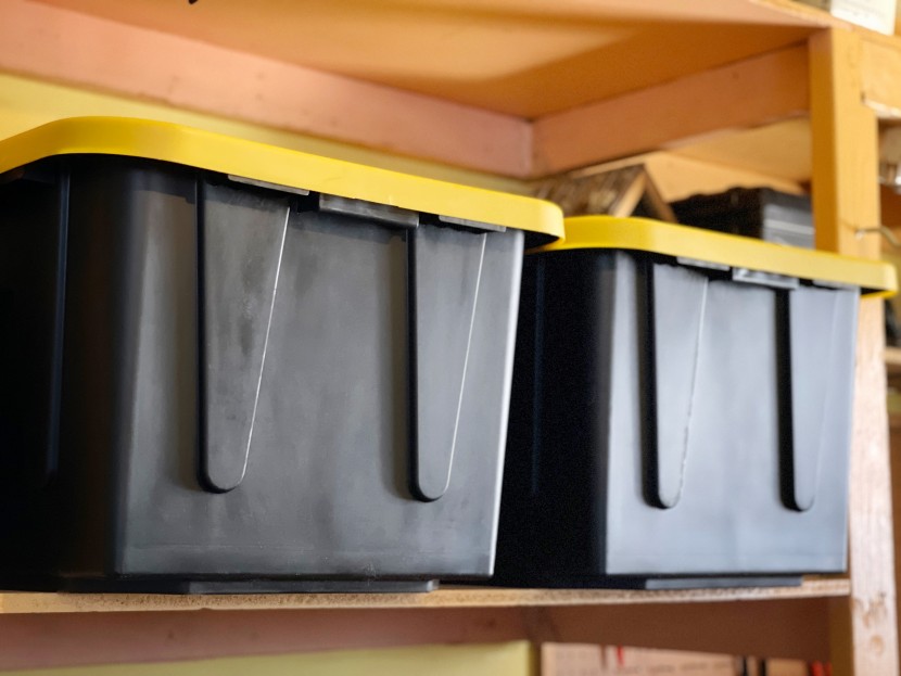 storage bins - the homz durabilt totes are a far better use of space when stacked...