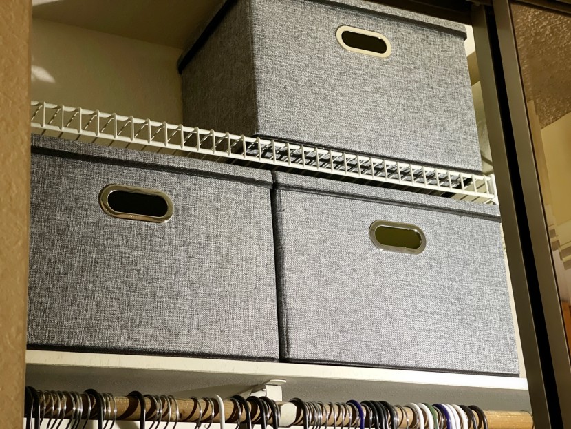 storage bins - the prandom bins make in-closet organization a cinch.