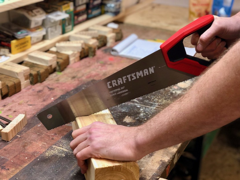 handsaw - craftsman 15-inch handsaw in action on a cedar 4x4. this inexpensive...