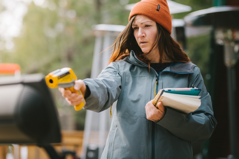 outdoor heater - armed with our infrared thermometer and an ambient temperature...