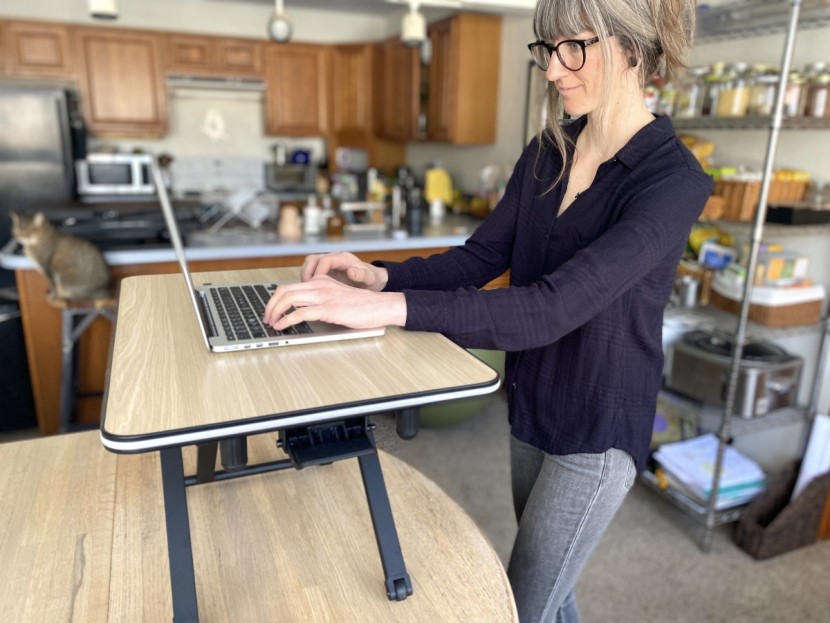 standing desk converter - easy to raise and lower, and affordable to boot. what&#039;s not to love?