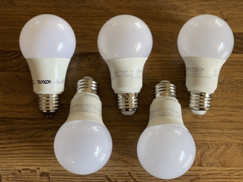 swapping out all included bulbs to use identical ones for testing...