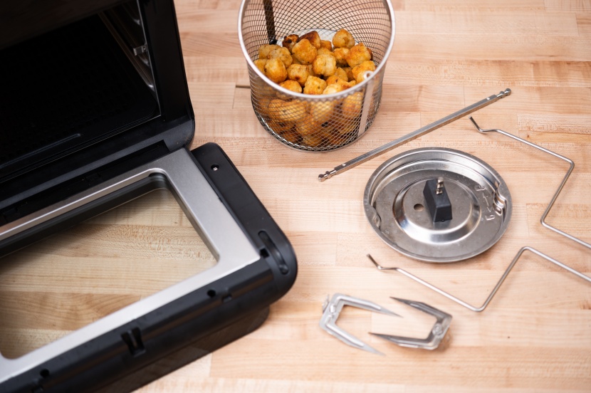 instant vortex plus with rotisserie - this machine has more pieces to clean than most air fryers.