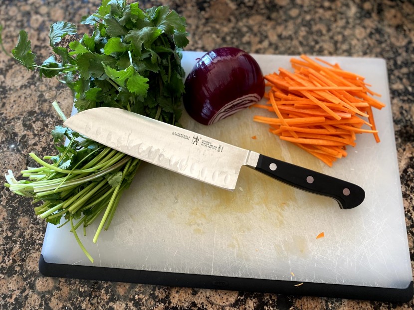 santoku knife - though we wish its bolster was designed differently, this knife...