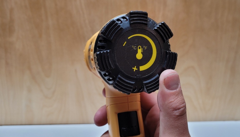 heat gun - the temperature adjustment dial is very easy to turn on the seekone.