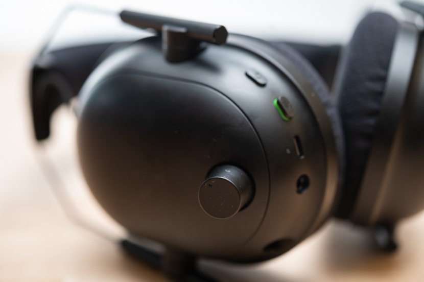 razer black shark v2 pro - the volume control knob does stick out a decent amount.