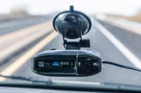 The Escort MAX 360 warns us of a speed trap ahead.