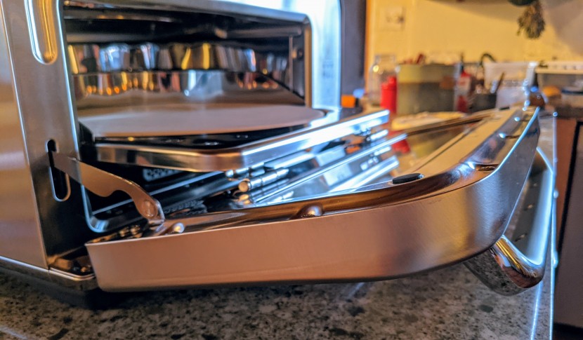 breville smart oven pizzaiolo - the pizza stone is set into a sliding deck, putting it in direct...