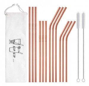  Hiware 12-Pack Reusable Stainless Steel Metal Straws with Case  - Long Drinking Straws for 30 oz and 20 oz Tumblers Yeti Dishwasher Safe -  2 Cleaning Brushes Included : Home & Kitchen