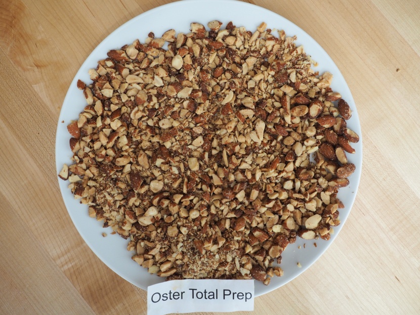 oster total prep 10-cup - surprisingly the oster chopped our almonds quite nicely, but it...