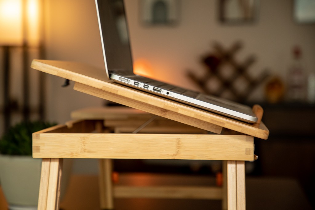 Wooden Portable Lap Desk, Modern Laptop Stand, Home Office Accessory,  Lightweight Computer Tray With Ventilation 