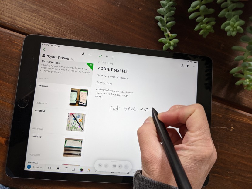 digital pen - here the evernote translates handwritten lines to text as lead...