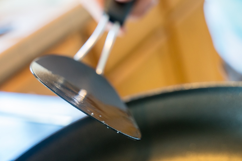 spatula - a brand new spatula can slip under eggs and pancakes with ease, but...