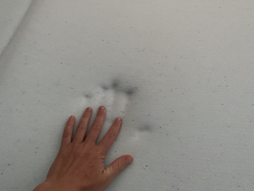 mattress topper - after 10 seconds of pushing down on the viscosoft, you can see the...