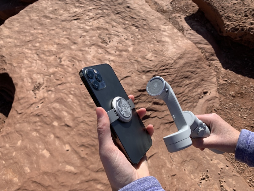 models that use a magnetic phone clip to attach to the gimbal arm...