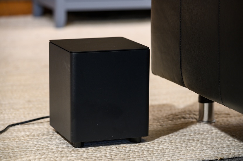 soundbar - vizio recommends putting the subwoofer next to the viewing audience...