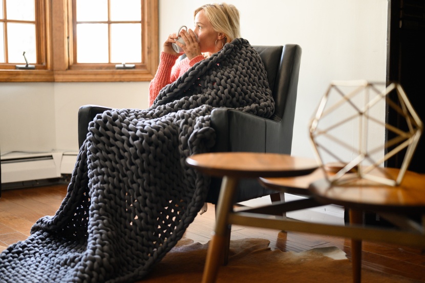weighted blanket - the bearaby&#039;s small size concentrates its weight onto your body...