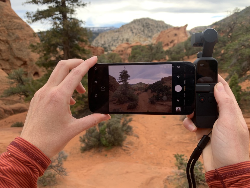 once you attach your phone you can utilize the screen to review...