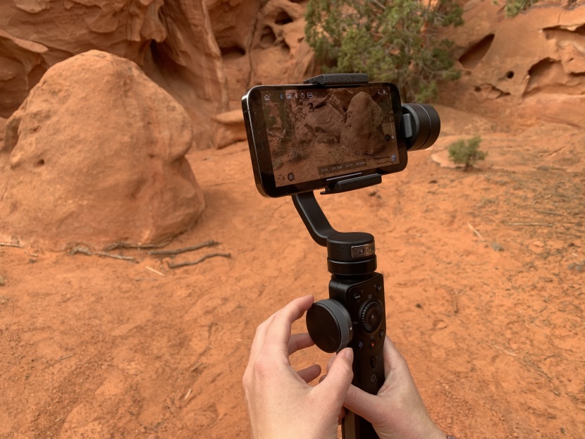 iphone gimbal - the zhiyun smooth 4 has a dial on the side of the main body that...