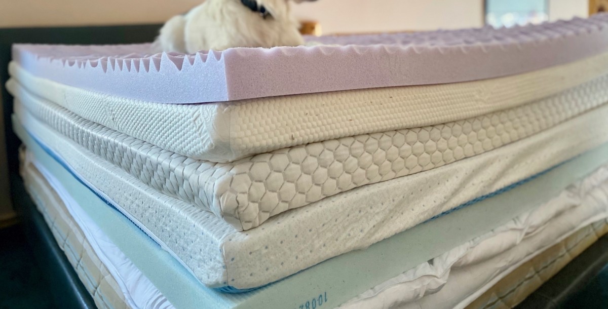 Best Mattress Topper Review (Jack the dog enjoys the series of mattress toppers we got to test in this 2021 review.)