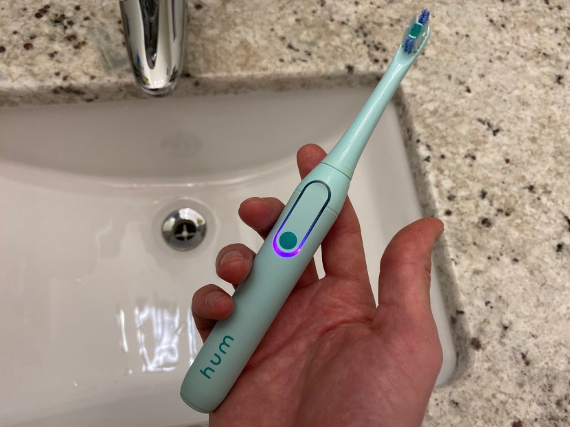 hum by colgate - the brush has a different led color for each of its three modes.